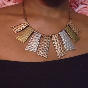 Hammered Metal Statement Necklace